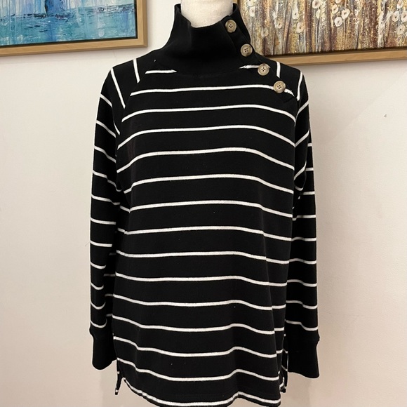 J. CREW Striped Wide Button Collar Pullover Sweatshirt (XS) - Picture 4 of 9